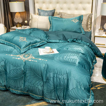 Green Luxury ashed silk jacquard embroidery bedding